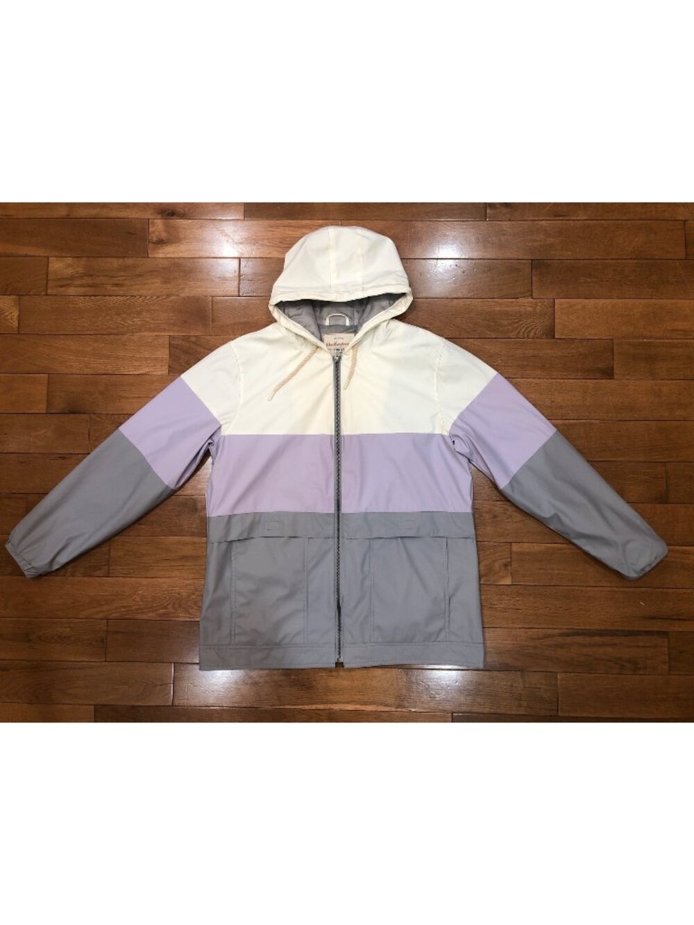 Weatherproof Vintage Pastel Colorblock Hooded Rain Slicker Jacket Size M